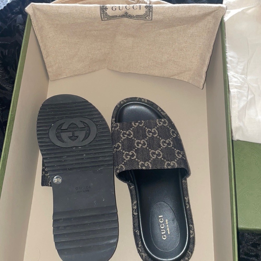 Black&Ivory GG Denim Platform Sandals - Picture 2 of 2